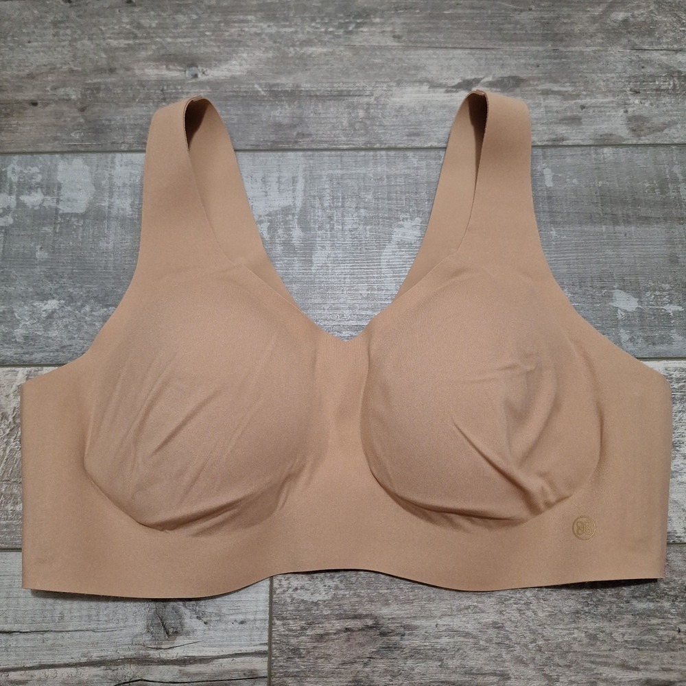 Honeylove V-Neck Wireless Lift Bra Tan Size Large Shapewear Comfort Bra 38B/C